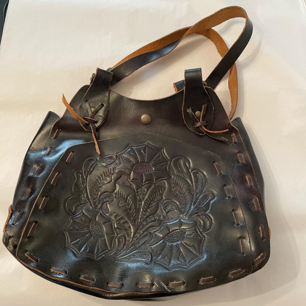 Brown leather vintage western bag Wabags‎